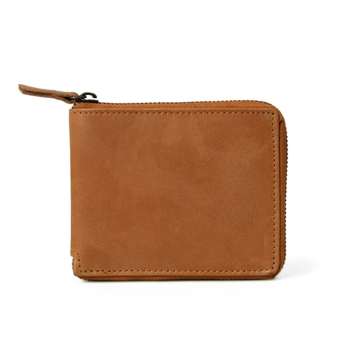 Mens zip closure Wallet-  Tan