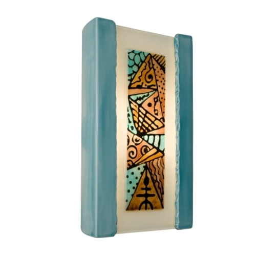 A19 RE103-TC-TQ reFusion Abstract Wall Sconce Teal Crackle and Turquoi