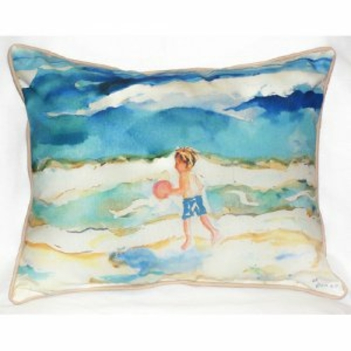 Betsy Drake HJ609 Boy and Ball Throw Pillow- 16 x 20 in.