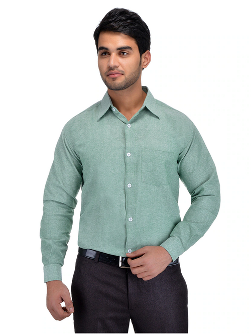 Men's Solid Slim Fit Cotton Casual Shirt SIZE-M COLOR-GREEN