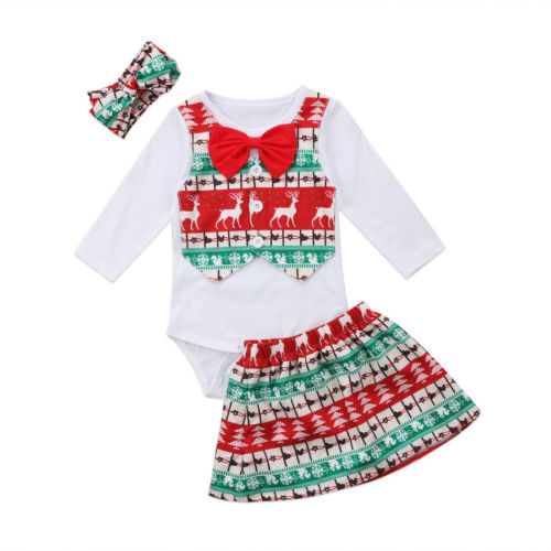 Fashion Newborn Baby Girls Christmas Clothes Set