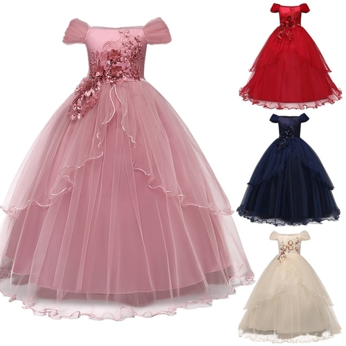 Kids Dresses For Girl Tulle Sleeveless Lace