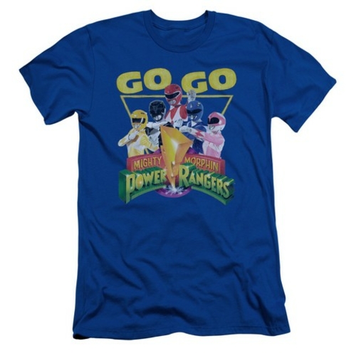 Trevco Power Rangers-Go Go Short Sleeve Adult 30-1 Tee, Royal Blue
