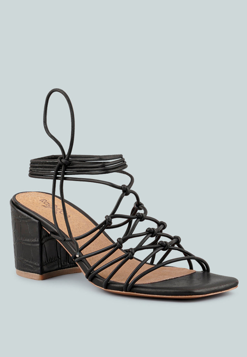 Fonda Croc Patterned Handcrafted Lace Up Sandal