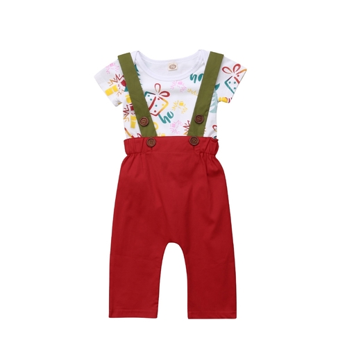 Xmas Infant Baby Boy Girl Bodysuit Top+Pants