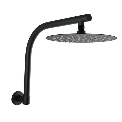 250 Mm Round Black Rainfall Shower Head Wall Swivel Shower Arm Set