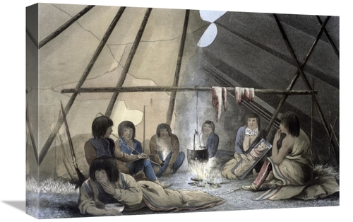 Global Gallery GCS-277600-22-142 22 in. Interior of a Cree Indian Tent