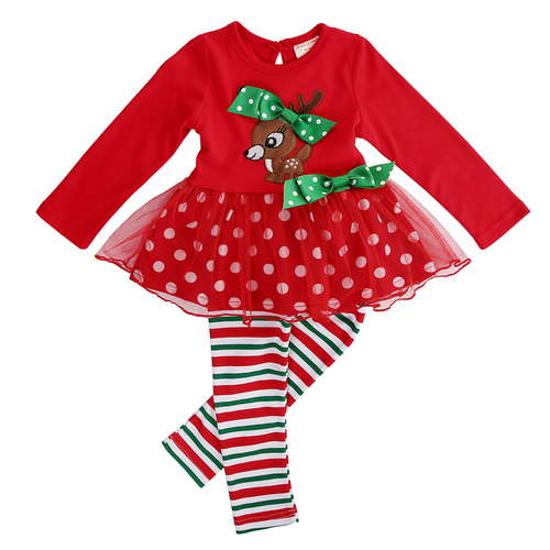 Christmas 2 Pcs Infant Baby Girls  Xmas  Deer T