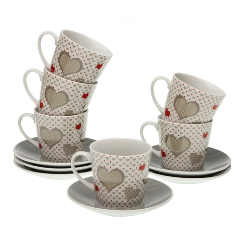 Set of Mugs with Saucers Versa Sweet Porcelain 9 x 14 x 14 cm 10,5 x 8