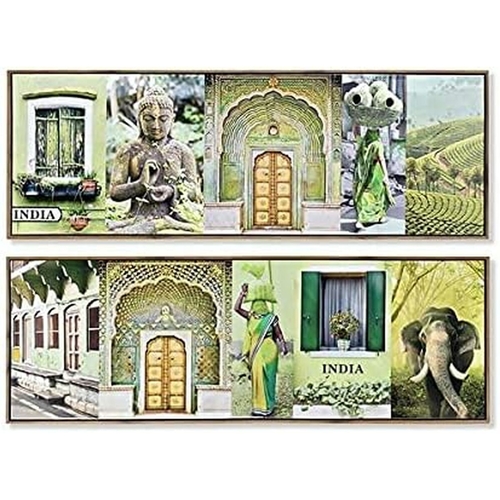 Painting DKD Home Decor 120 x 2,3 x 40 cm Canvas Green polystyrene (2