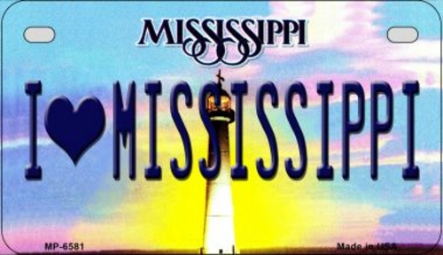 Smart Blonde MP-6581 I Love Mississippi Novelty Metal Motorcycle Plate