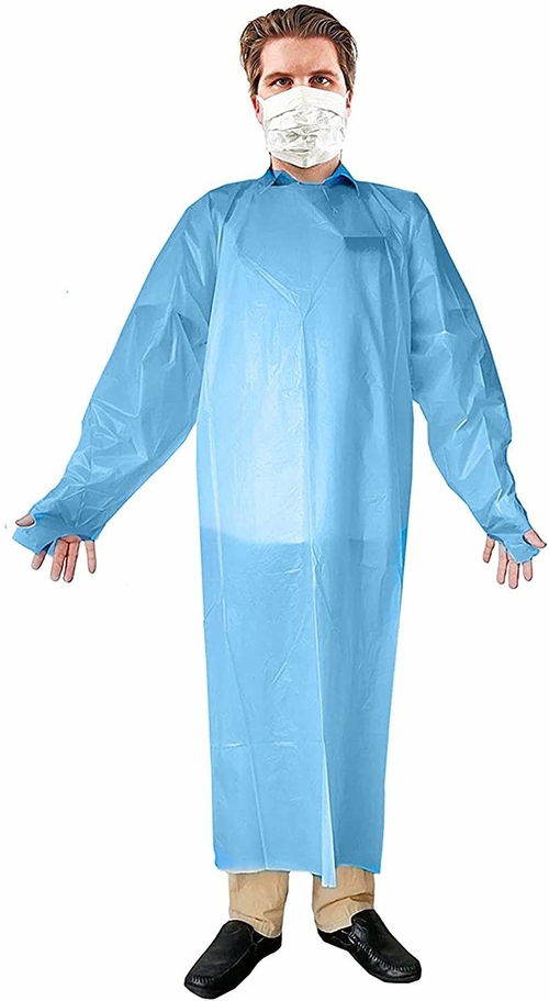 Disposable Blue Robes 60" Long. Pack of 25 Adult Clothing. 1.75 Mil