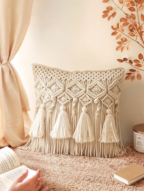 Off White_Cream Cotton Woven Cushion Cover (Size 16 x 16 Inch)