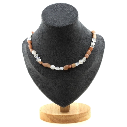 Sunstone from Tanzania + Moonstone from India beads necklace.