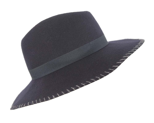 Navy wide brim fashion fedora hat