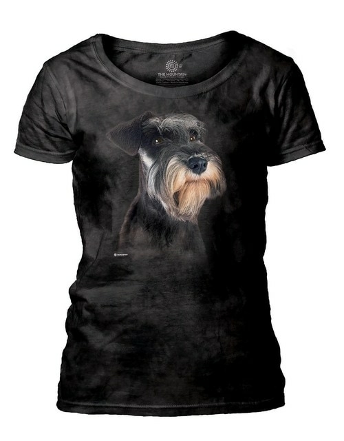 The Mountain 2765673 Grey Mini Schnauzer Portrait Ladies Scoop Neck T-