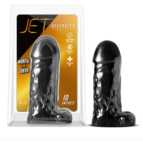 Blush Jet Destroyer Realistic 10 in. Dildo with Balls Carbon Metallic