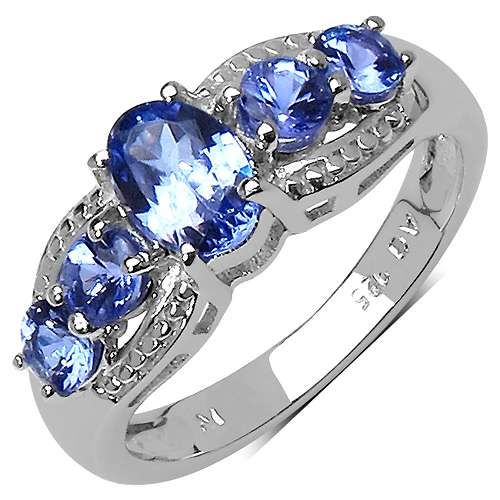 1.51 Carat Genuine Tanzanite .925 Sterling Silver Ring