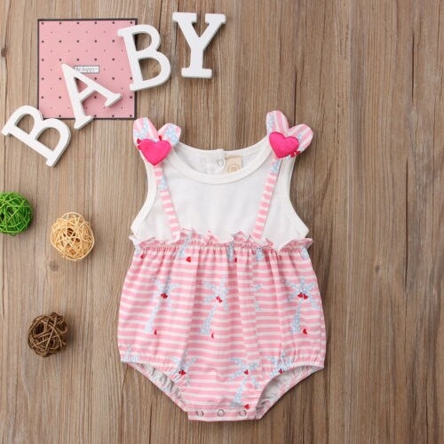 Canis Newborn Kids Baby Girls Striped Bodysuit