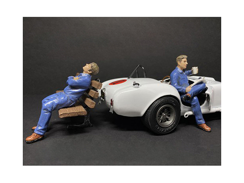 Sitting Mechanics 2 piece Figurine Set for 1/18 Scale Models by