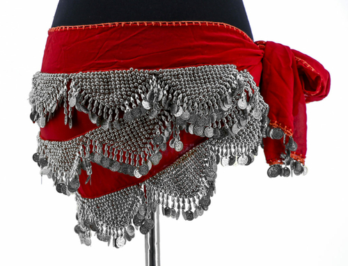 Western Fashion 1734-RED-SIL Hip Scarf, Red & Silver