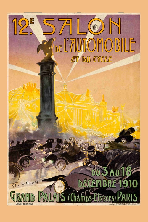 Paris Expo Car Show 1910 Advertising Metal 8 x 12 inch Tin Sign