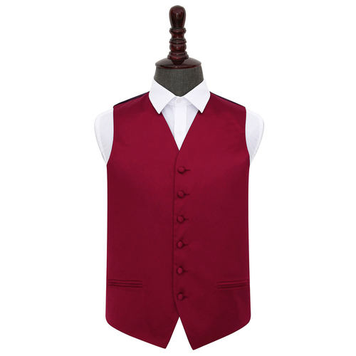 Plain Satin Waistcoat - Burgundy, 40'