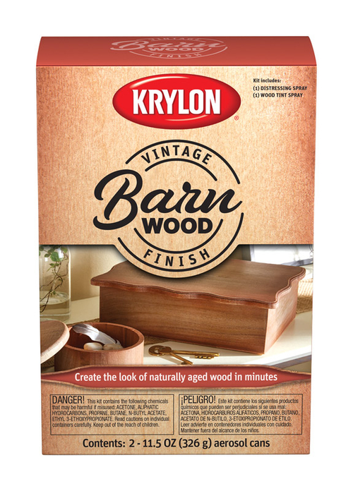 Krylon 1915321 11.5 oz Vintage Finish Barn Wood Paint Kit, Pack of