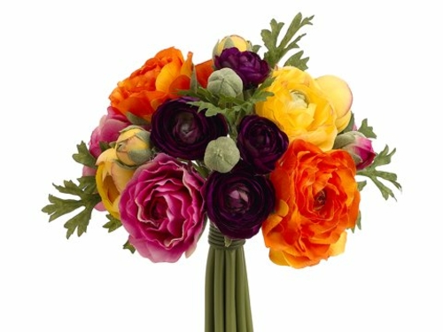 Allstate Floral FBQ368-PU-OR 9 in. Ranunculus Bouquet  Purple & Or