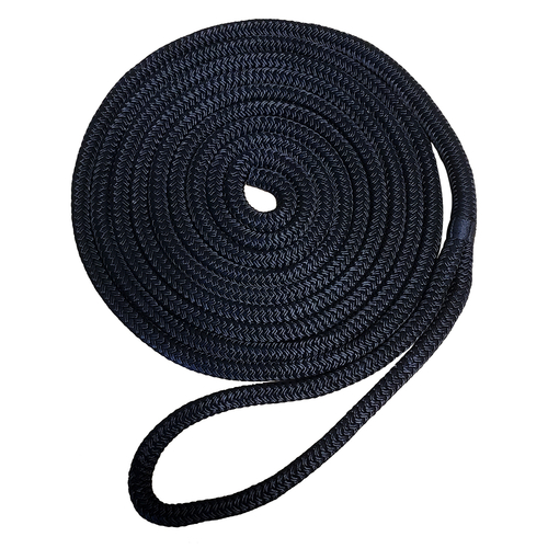 Robline 7181939 Premium Nylon Double Braid Dock Line, Black - 0.5 