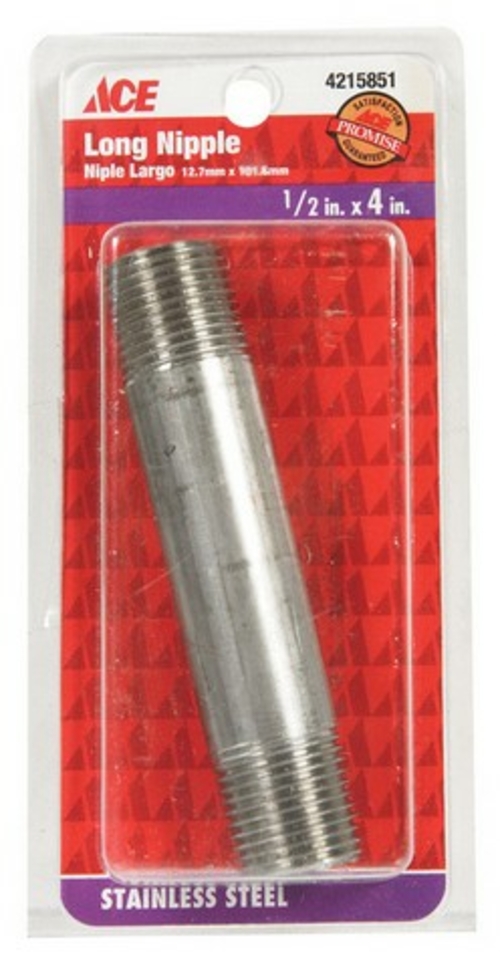 Smith-Cooper S8344NI004040CS 0.5 x 4 in. Stainless Nipple