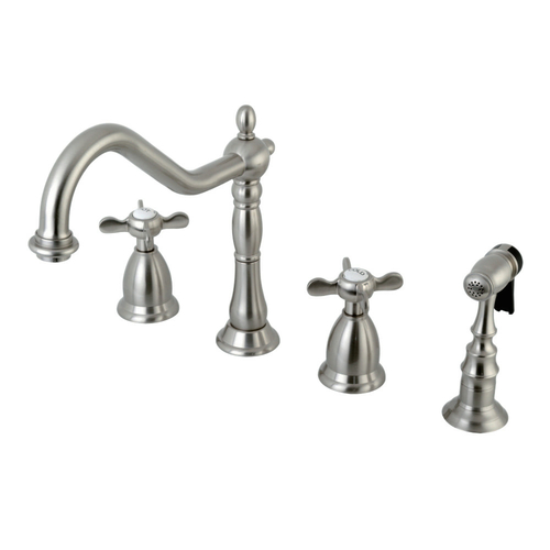 Kingston Brass KS1798BEXBS Two Handle Widespread Kitchen Faucet with C