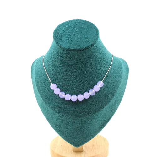 Lavender Chalcedony 10 beads 8 mm necklace