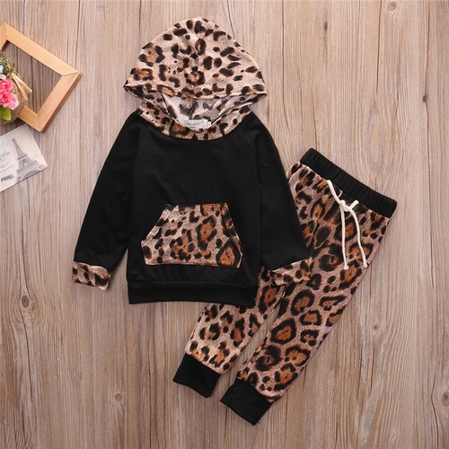 Classic Leopard Baby Girl Clothing Set Spring