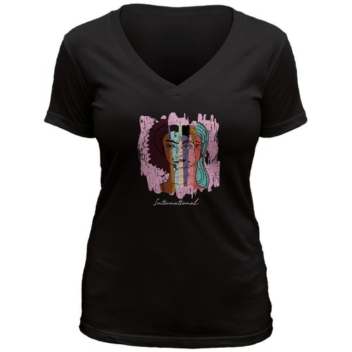 The Mountain 41916501001 Black International Woman V-Necks T-Shirt - M