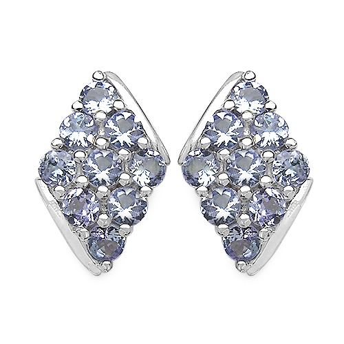 1.66 Carat Genuine Tanzanite .925 Sterling Silver Earrings