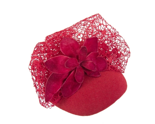 Red winter beret fascinator