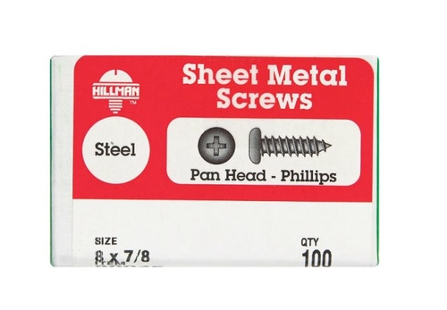 Hillman 80045 6 x 0.875 in. Philip Pan Head Zinc Plated Sheet Metal Sc