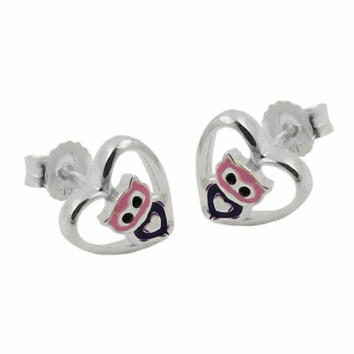 earrings studs little owl silver 925