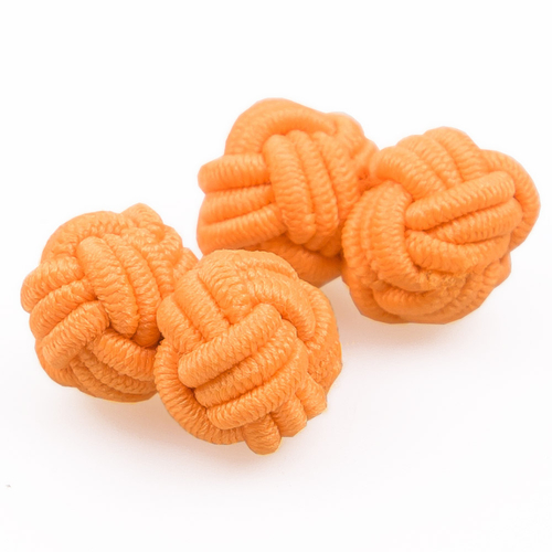 Plain Knot Fabric Cufflinks - Orange