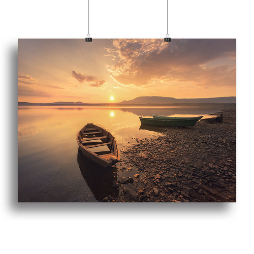 Rowing Boats In The Sunset Canvas Print or Poster