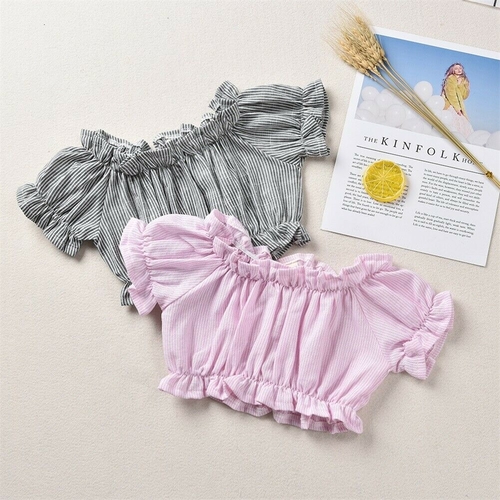Sumemr Kid Girl Ruffle Crop Top Short