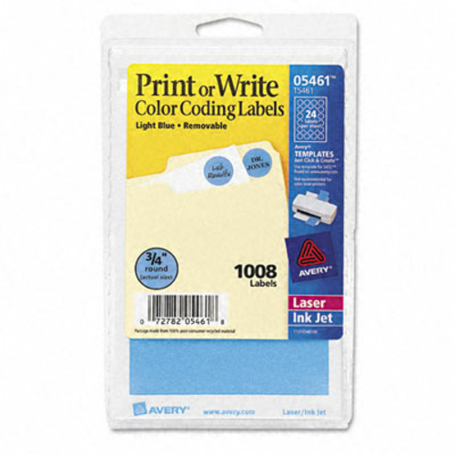 Avery 05461 Print or Write Removable Color-Coding Labels- 3/4in dia- L