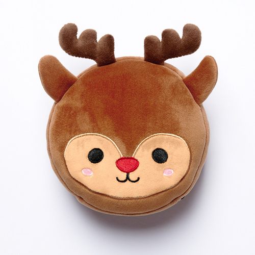 Christmas Reindeer Relaxeazzz Plush Round Travel Pillow & Eye Mask Set