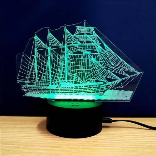 3D Colorful Sailboat Model Lamp