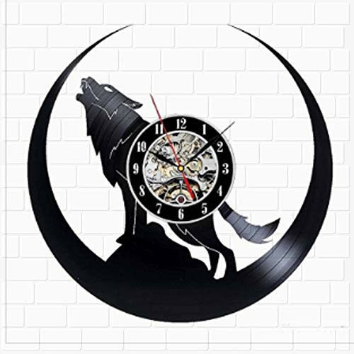 WOLF ANIMAL ART HANDMADE VINYL RECORD WALL CLOCK