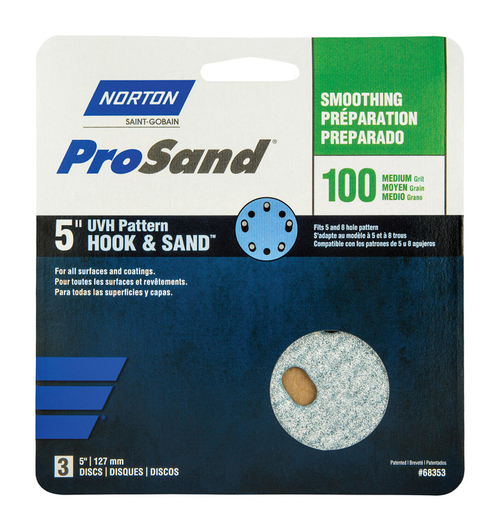 Norton 1918101 ProSand 5 in. Ceramic Blend Hook & Loop 5 & 8 Hole UVH 