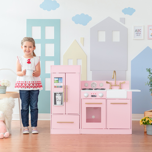 Teamson Kids Pink 2 Pcs Large Wooden Play Kitchen