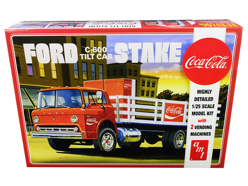 Skill 3 Model Kit Ford C600 Stake Bed Truck with Two \Coca-Cola\"