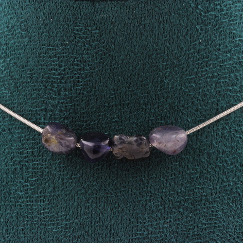 Cordierite Iolite from Madagascar 4 beads necklace.